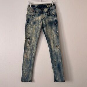 Diesel Industry Women’s Magic Jeans Size W24 L32 Distressed with Patchwork